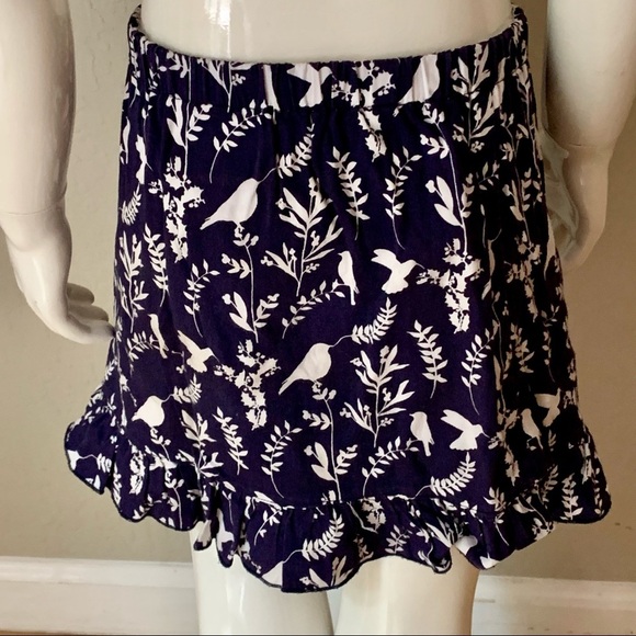 OSCAR DE LA RENTA Girls Cotton Poplin Bird Print Skirt Elastic Waist Ruffle Hem - Picture 5 of 16